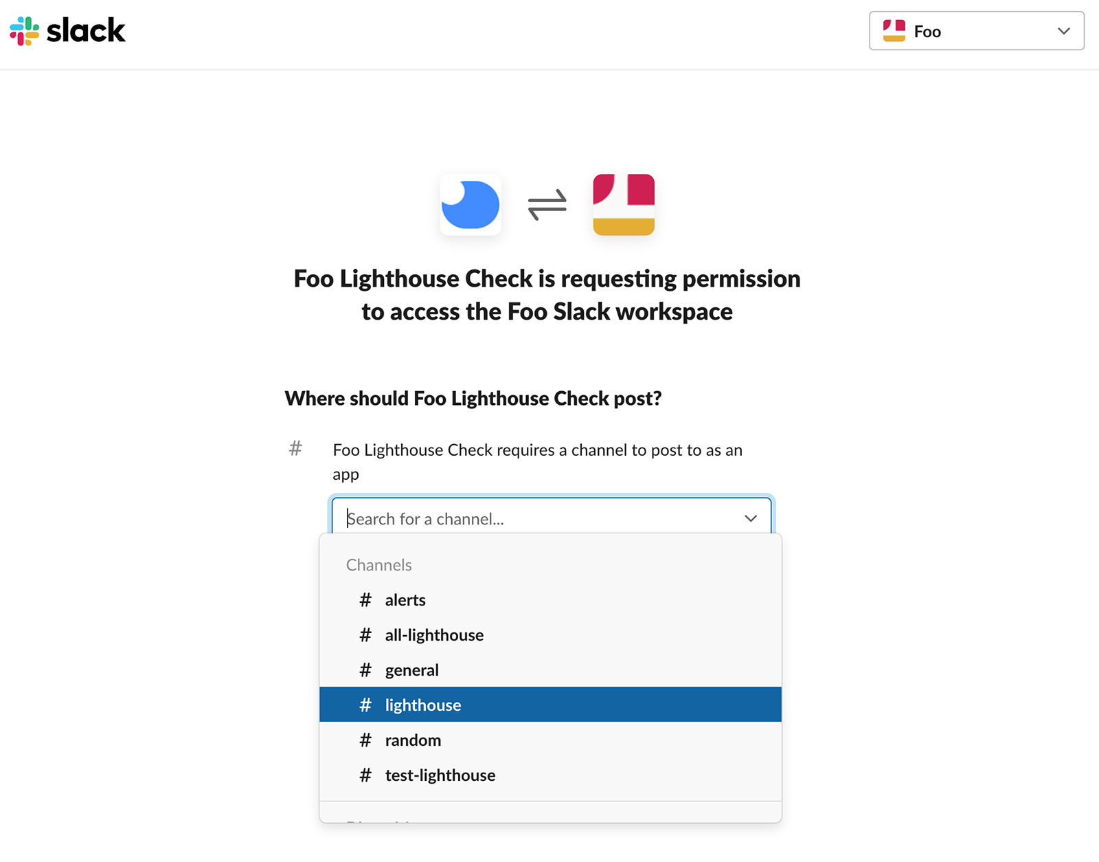 Lighthouse Check Slack Authorization